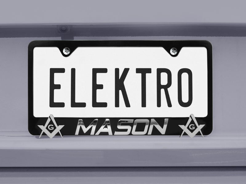 Elektroplate â€“ Mason Square and Compass Black Metal Standard Size Premium 3D License Plate Frame Tag Holder for Cars/SUVs/Trucks Weather-Proof Automotive Accessory - Image 2